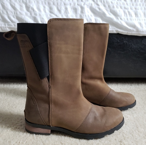 sorel emelie mid leather waterproof boots